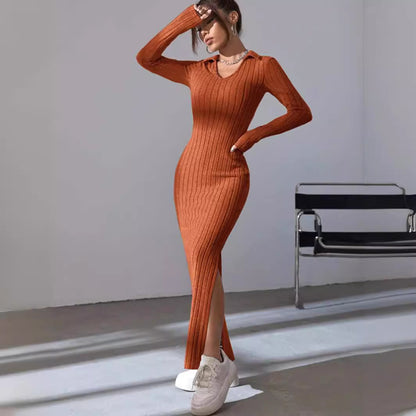 Livia | Robe Tricotée Slim à Col Montant